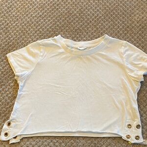 Aeropostale White Crop Top with Button Accents